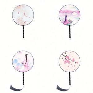 Abanico Redondo de Bambú Pintado a Mano, Translúcido y Sedoso, Personalizado con Diseño de Ángel Fatingna, Portátil, para Bodas, Decoración del Hogar, Regalo - Product Image 1