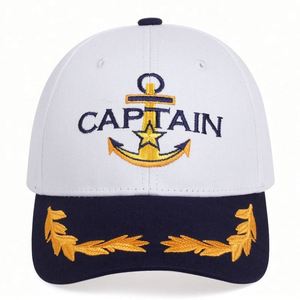 Wholesale 6 Panel Cotton Embroidery Custom logo Captain Cap Custom Baseball <b>Hat</b> - Product Image 4