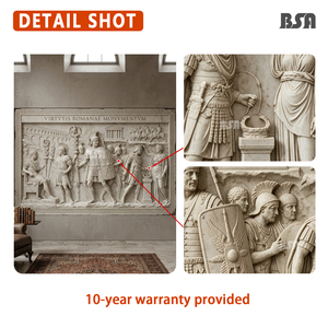 Relief en marbre BSA « Monument des Vertus Romaines », sculpture murale en pierre représentant la Triomphe de la Légion Romaine pour la décoration du hall d'une villa - Product Image 3