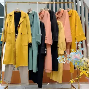 2022 autumn and winter women's clothing jacket fashion high quality discount second-hand coat double-sided tweed medium and long