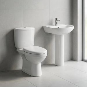 Nigeria Ghana Two Piece Ceramic WC Toilet With Pedestal Wash Basin Blue Pink Color Washdown Bathroom Set India - Product Image 1