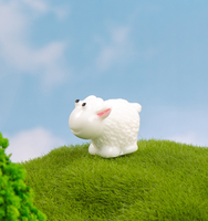 Statuette artistique DIY animaux de dessin animé peinte à la main, mouton blanc, mini artisanat en résine, ornement de jardin et de bureau, décoration intérieure - Vente chaude