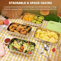 Boîtes de rangement pour aliments en acier inoxydable réutilisables de 22 oz, boîte à lunch, boîte à collation avec couvercles pour les voyages et le camping en plein air