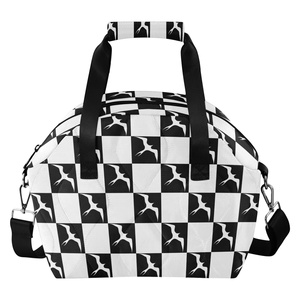 Sac isotherme matelassé noir et blanc à motif damier pour aliments chauds/froids, sac isotherme Iwa Birds avec bandoulière amovible - Product Image 2
