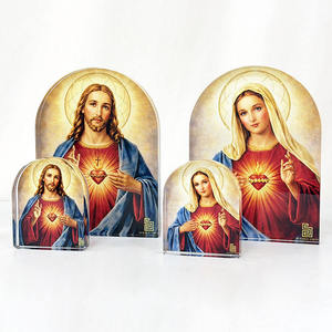 Prensapapeles de Cristal Personalizado con Forma de Arco del Sagrado Corazón de Jesús y del Inmaculado Corazón de María - Product Image 1