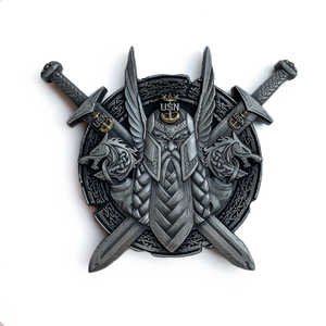 Pièce de monnaie personnalisée en alliage de zinc moulé sous pression, motif marin nordique irrégulier, plaqué argent antique 3D, économique, approvisionnement en gros et excellent rapport qualité-prix - Product Image 1