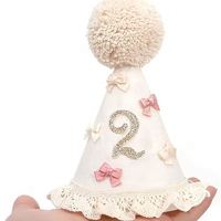 Sombrero de Cumpleaños con Lazo para Niñas, Estilo Boho, Corona Rosa para Bebé, Decoración para Celebrar el Primer Cumpleaños