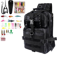 BOGTIM 136 pièces noir Scorpion Tackle Box sac à dos tactique Kit d'outils de pêche avec pince accessoires de pêche en eau salée pour hommes