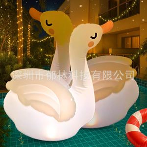 Flamant rose gonflable à énergie solaire avec lumière LED, étanche IP68, rechargeable, décoration de piscine - Product Image 3