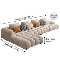 Modernes Luxuriöses Italienisches Cremeweißes Haustierfreundliches Kratzfestes Stoff-Puff-Cloud-Sofa Extra Tiefe Sitzfläche Wohnzimmer-Sofa-Set