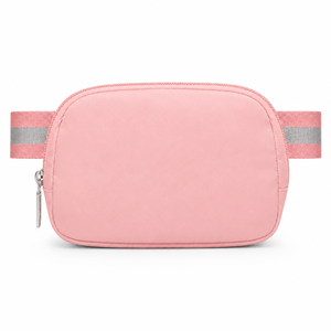 USA Warehouse Striped Wide Strap Everywhere Fanny Pack 1L Solid Color Nylon Yoga Crossbody Waist Bag For Workout Hiking - Product Image 5