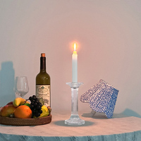 Lampe de table en cristal rechargeable 2700K, design artistique, verre transparent, IP54, lampe décorative pour mariage en extérieur, porte-bougie