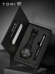 นาฬิกาควอตซ์ผู้ชายยี่ห้อ OEM <span class=keywords><strong>TOMI</strong></span> T044 และชุดปากกาธุรกิจ ดีไซน์เรียบง่าย กันน้ำ สายหนัง ชุดของขวัญสำหรับนักเรียน พร้อมสลักโลโก้ได้ - Product Image 2