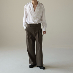 Chemises en coton de qualité supérieure, légères, décontractées, personnalisées, chemises à manches longues à col en V pour hommes, couleur <span class=keywords><strong>blanche</strong></span>, pour l'été - Product Image 6