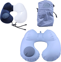 Oreiller de voyage en forme de U, gonflable par pression, portable, léger, personnalisable, soutien du cou, velours cristal, pour voyage d'affaires