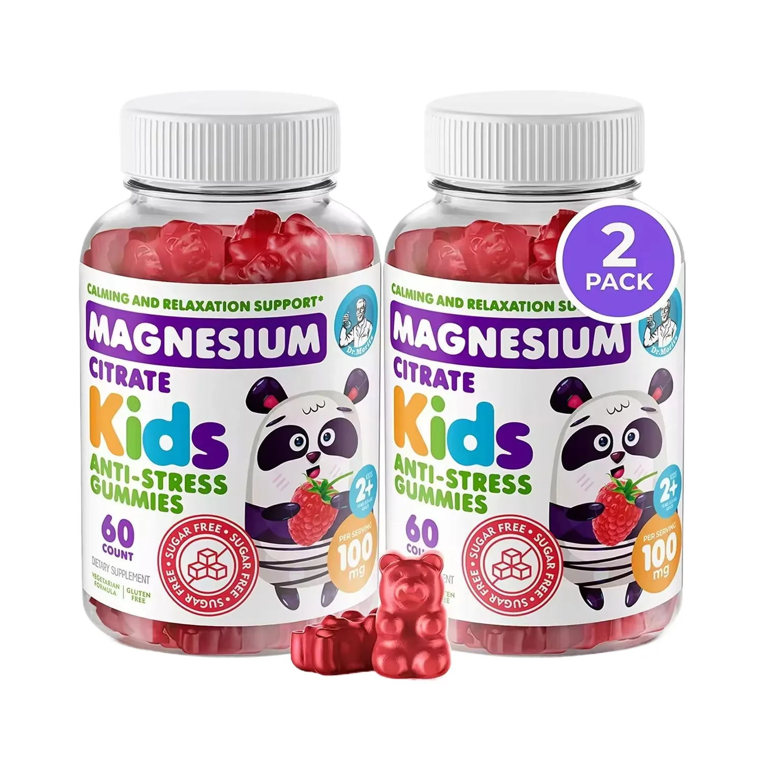 Customized Strawberry Flavor Kids Gummy Bear Shape 60 Count Kids Magnesium Citrate Gummies Calm Magnesium Gummies For Children