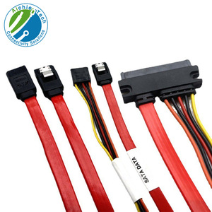 Aichie Tech SATA Data <b>Cable</b> 22P To 4P 7P Right Angle Flat PVC <b>Computer</b> Use - Product Image 1