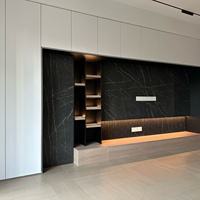 Meuble mural TV en bois de luxe sur mesure avec motif marbre, hauteur réglable, pour salon moderne, chambre à coucher, hôtel