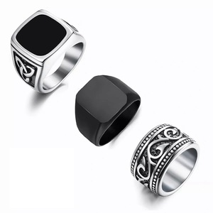 Nuevo Anillo Vintage de Acero Inoxidable para <span class=keywords><strong>Hombre</strong></span>, Anillo Ancho de Estilo Retro Exagerado, Popular en <span class=keywords><strong>Shein</strong></span> y Temu para Comercio Transfronterizo - Product Image 1