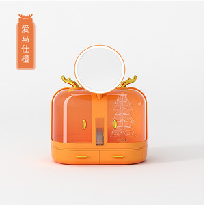Led Makeup <b>Mirror</b> Reindeer Cosmetic Storage Box With Jewelry Organizer Transparent Orange Yellow Design - Product Image 3