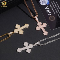 Pendentif Croix Hip Hop en Moissanite Argent 925, Pendentif Croix Glacé avec Certificat GRA