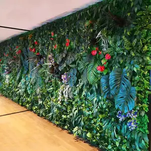 Greenwall-Fondo Interior de hierba falsa, planta de follaje de pared, hoja de Monstera Tropical, pared verde Artificial