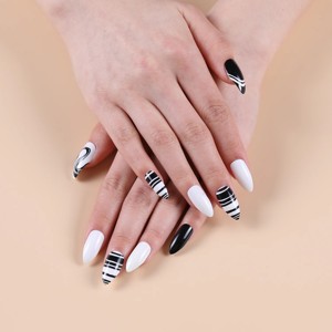 Kit de <span class=keywords><strong>faux</strong></span> <span class=keywords><strong>ongles</strong></span> à couverture complète en ABS écologique, motifs imprimés pré-dessinés, longs <span class=keywords><strong>ongles</strong></span> stiletto, <span class=keywords><strong>colle</strong></span> incluse, boîte de 28 pièces, Finger Rich - Product Image 6