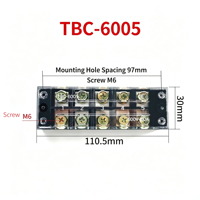 Bloc de bornes fixe en cuivre TBC-6004 TB-604 60A 4P, connecteur de fil ignifuge