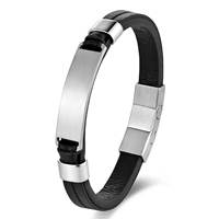 Bracelet en cuir personnalisé véritable en métal d'acier inoxydable fait à la main de bonne qualité pour des charmes