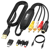 Tarjeta de Captura de Video USB con Cable de 1m, Conectores RCA y S-Video para Cámara, Grabación MP4 1080p
