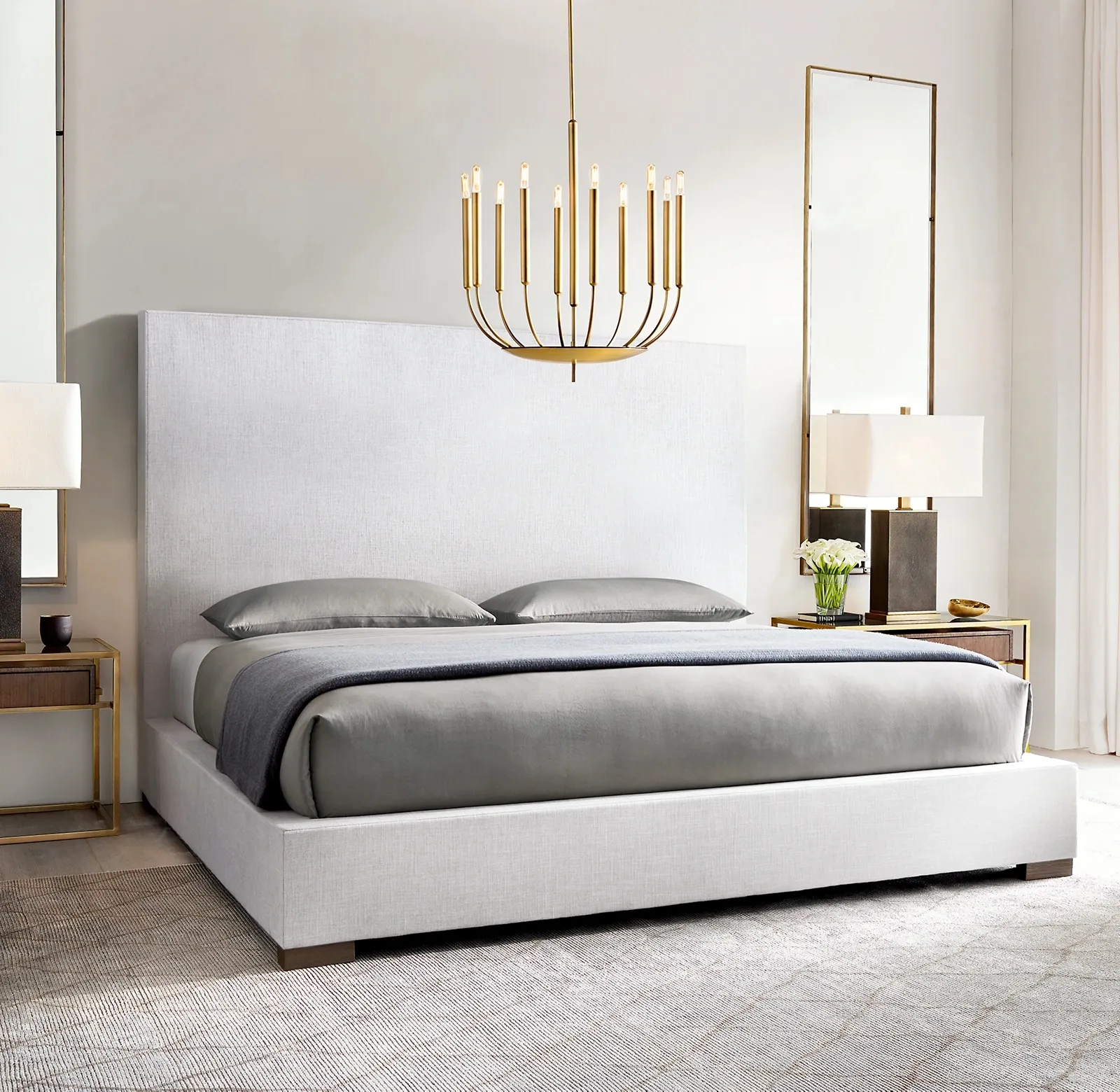 Witte Italiaanse Textuur Kingsize Bed Modena Stof Paneel Platform Bed Queensize Bed