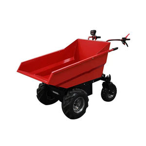 Chariot à benne basculante en acier rouge à quatre roues avec revêtement en poudre, plateforme mobile, usage industriel - Product Image 2