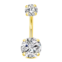 Anneau de nombril en titane ASTM F136 G23 avec double zircone cubique et double filetage interne, 5/8 mm, bijou de piercing pour nombril