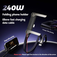 Cable de Carga Rápida USB C con Logotipo OEM, Trenzado de Nailon, Portátil, PD3.0, con Soporte para Teléfono, 240W, para Teléfono Móvil, 2026