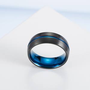 Black And Blue <b>Titanium</b> Steel <b>Ring</b> For <b>Men</b> Simple Fashion Jewelry Gift K R318 - Product Image 2