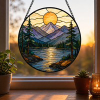 Attrape-soleil en verre teinté motif lac de montagne, cadeaux pour femmes 9*9cm/16x16cm/20x20cm/25x25cm/30x30cm