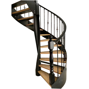Modern <strong>Half</strong> Curve Stairs Wood Construction with Marble Internal <strong>Steps</strong> Middle Thread Wood Bone Stair - Product Image 1
