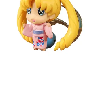 Commercio all'ingrosso Anime creativo personaggio dei cartoni animati portachiavi Kimono periferico Tsukino Usagi Sailor Moon ciondolo ornamenti in metallo portachiavi