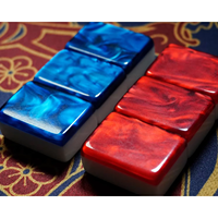 Tuiles de Mahjong Américaines de Luxe Rétro en Acrylique Sculpté à Deux Niveaux, Motif Grue Rubis, pour les Réunions Décontractées et le Divertissement