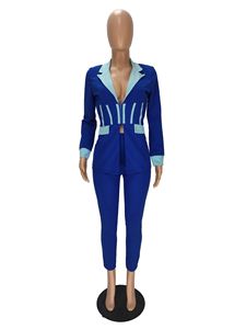 Vêtements d'affaires femmes mode bouton intérieur blazer <span class=keywords><strong>couleur</strong></span> unie pantalons à manches longues pantalons dames Blazers costume ensemble - Product Image 6