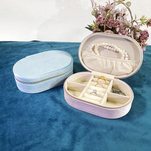 Caja de Joyería de Terciopelo con Cierre y Logotipo Personalizado al por Mayor, Caja de Almacenamiento de Anillos de Lujo para Viajes - Product Image 1