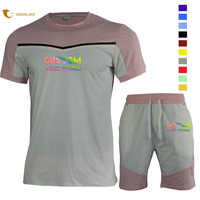 Vente en gros Tenue de sport décontractée d'été pour homme imprimée de marque personnalisée Ensemble 2 pièces short en coton avec t-shirt à manches courtes pour hommes