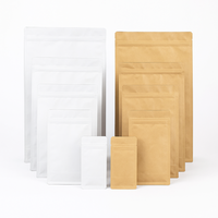 Sac en papier kraft écologique personnalisé à fond plat emballage de qualité alimentaire pochette à fermeture éclair pour le stockage des grains de café, de thé, de noix et de casse-croûte