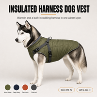 Gilet isolant pour chien avec harnais intégré et anneau en D arrière, coque hydrofuge 300D, doublure en polaire pour les promenades hivernales par temps froid
