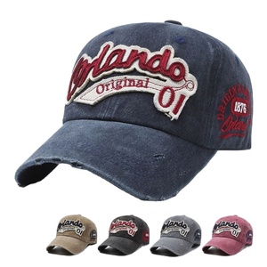 Casquette de baseball vintage américaine effet vieilli, grande taille, unisexe, sportive, 100 % coton, broderie lettres, pour l'extérieur, protection solaire - Product Image 1