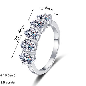 高品质新款时尚4 * 6毫米2.5ct硅石饰品925纯银女式全硅石戒指结婚戒指 - Product Image 3