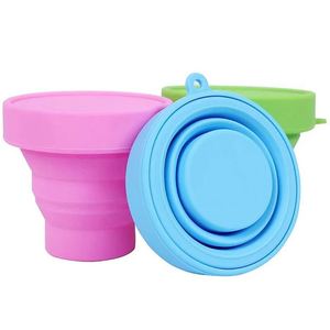 Portable Silicone Collapsible <b>Cup</b> Compact, <b>Reusable</b> Food Grade Folding Mug with Lids Drinking Set - Product Image 3