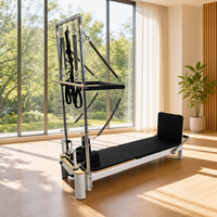Tour de Pilates Reformer QT en alliage d'aluminium, 6 ressorts réglables, pour usage commercial en studio, garantie 3 ans, coffret en bois