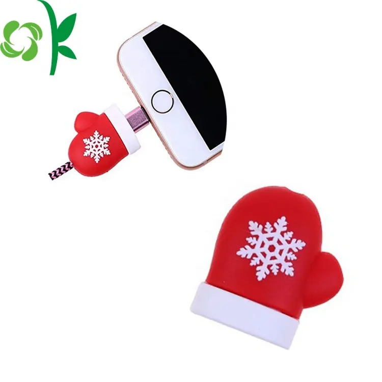 OKSILICONE-غطاء واقي من السيليكون, غطاء واقي بتصميم مرح ثلاثية الأبعاد لكابل عيد الميلاد مصنوع من السيليكون لحماية USB