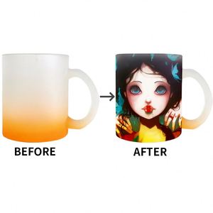 Expédition gratuite depuis l'entrepôt américain – Tasses en verre dépoli transparent de 11 oz avec poignée, à sublimation par transfert thermique, à paillettes arc-en-ciel colorées et dégradées - Product Image 5